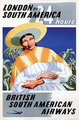 K.F. Meyer, British South America Airways London to South America 24 hours, poster