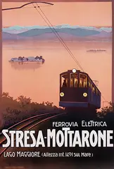 Mario Borgoni, Ferrovia Elettrica Stresa-Mottarone Lago Maggiore, 1920, poster