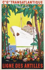 Édouard Collin, Cie Gle Transatlantique French Line "Colombie" Ligne des Antilles, poster