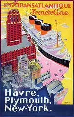 Albert Sébille, Cie Gle Transatlantique French Line Hâvre, Plymouth, New-York., 1922, poster