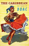 Francesco Hayez, The Caribbean Fly there by BOAC, 1953, poster