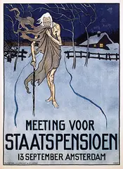 Albert Hahn, Meeting voor Staatspensioen Amsterdam, 1914, poster
