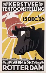 Kerstvee Tentoonstelling Veemarkt Rotterdam by Gerben Scheepstra, 1936, poster, sold Dec 2017