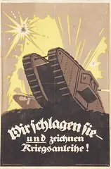 Martin Lehmann, Wir Schlagen Sie und zeichnet Kriegsanleihe!, 1918, poster