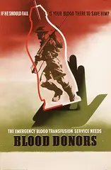 Abram Games, If he should fall Blood Donors, 1943, poster