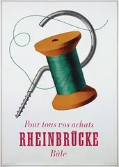 Peter Birkhäuser, Rheinbrücke Bâle, 1943, poster
