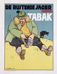 Tabak De rustende jager Meppel by Jan Willem Sluiter, 1916, poster, sold Jul 2017