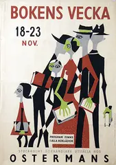 Staffan A.E. Wirén, Bokens Vecka (book week) Ostermans Stockholm, 1949, poster