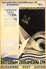 Adrianus J. van 't Hoff, Rotterdam-Zuid Amerika Lyn Van Nievelt, Goudriaan & Co., 1928, poster