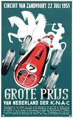 Jan Apetz & Corn van Dijk, Grote Prijs van Nederland Zandvoort K.N.A.C., 1951, poster