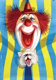 Sándor Benkö, Without text (circus, clown, cat), 1971, poster