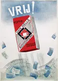 Pieter den Besten, Van Nelle Roodmerk koffie Vrij!, 1945, poster