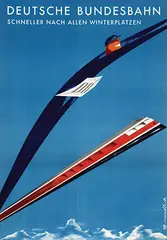 Ernst Modlich, Deutsche Bundesbahn Schneller nach allen Winterplätzen, 1958, poster