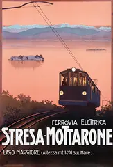 Mario Borgoni, ferrovia Elettrica Stresa-Mottarone Lago Maggiore, 1920, poster
