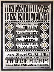 Jacobus W. (Jaap) Gidding, Stedelijk Museum Amsterdam Tentoonstelling van Binnenhuiskunst. Werken van mevr. Midderigh Bokhorts, Corn van der Sluijs a.o., 1919, poster