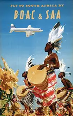 Frank Wootton, Fly to South Africa by BOAC & SAA, 1950, poster
