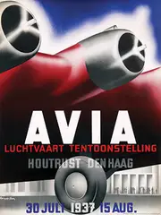 Kees van der Laan, Avia Luchtvaart Tentoonstelling Houtrust Den Haag, 1937, poster