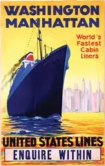 R. Dévignes, United States Lines Washington Manhattan, 1932, poster