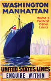 R. Dévignes, United States Lines Washington Manhattan, 1932, poster