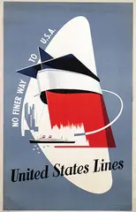 Johan Philip Korn, United States Lines No finer way to USA, 1951, poster