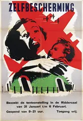 Guust Hens, Zelfbescherming Bezoekt de tentoonstelling in de Ridderzaal, 1943, poster