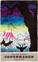 Des Asmussen, Copenhagen Fun Fair "Bakken", 1958, poster