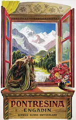 Ernst Thommen, Pontresina Engadin, 1952, poster