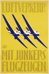 Hell Kurth, Luftverkehr mit Junkers Flugzeugen, 1925, poster