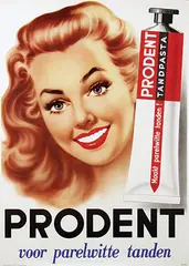 Geerling, Prodent voor parelwitte tanden, 1955, poster