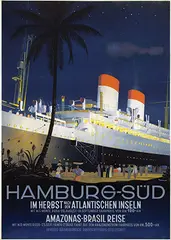 Ottomar Anton, HSDG Hamburg-Süd Amazonas-Brasil Reise, 1931, poster