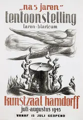 Charles Roelofsz, tentoonstelling "na 5 jaren" hamdorff laren, 1945, poster