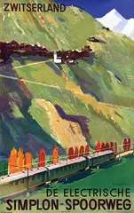 Hans Jegerlehner, De Electrische Simplon-Spoorweg, 1948, poster