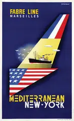 J. Tonelli, Fabre Line Marseilles Mediterranean New-York, poster