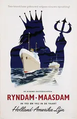 Ad Werner, Holland-America Line Ryndam-Maasdam, 1950, poster
