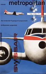 Kurt Wirth, Swissair convair metropolitan, 1956, poster