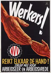Wodan, NVV Werkers! Rekt elkaar de hand!, 1941, poster