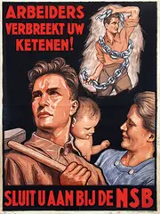 Dirk H. Melk, Arbeiders verbreekt uw ketenen! Sluit u aan bij de NSB, 1941, poster