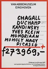 Van Abbemuseum Eindhoven Chagall a.o. by Jan van Toorn, 1971, poster, sold Dec 2015