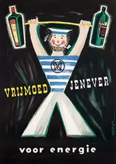 David H., Vrijmoed Jenever voor energie, 1955, poster
