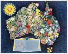 George Santos, Shell Australia, Decorative Flower Map, poster