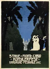 August Groh, 3 Tage in Monte Carlo Künstlerfest, 1920, poster