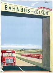 Statter, Deutsche Bundesbahn Bahnbus-Reisen, 1954, poster
