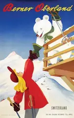 Paul Gusset, Berner Oberland Switzerland ski-ing season, 1945, poster
