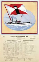 Monogram Fh, Zomer-Dienstregeling Wagenborg Delfzijl Ameland Schiermonnikoog, poster