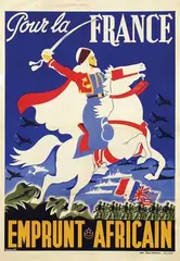 Gaston Ry, Pour la France Emprunt Africain, man on horse, 1943, poster