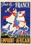 Gaston Ry, Pour la France Emprunt Africain, man on horse, 1943, poster