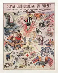 A.H. Adams, 5 Jaar Onderdrukking en Verzet, 1945, poster