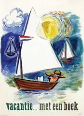Martin Kempers, vacantie... met een boek, 1958, poster