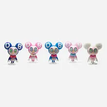Collection of five DOB-kun by Takashi Murakami, 2019, painted cast vinyl, sold Aug 2024