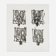 Untitled Anxious Print by Rashid Johnson, 2023, soft ground etching on Hahnemühle Copperplate, sold Aug 2024